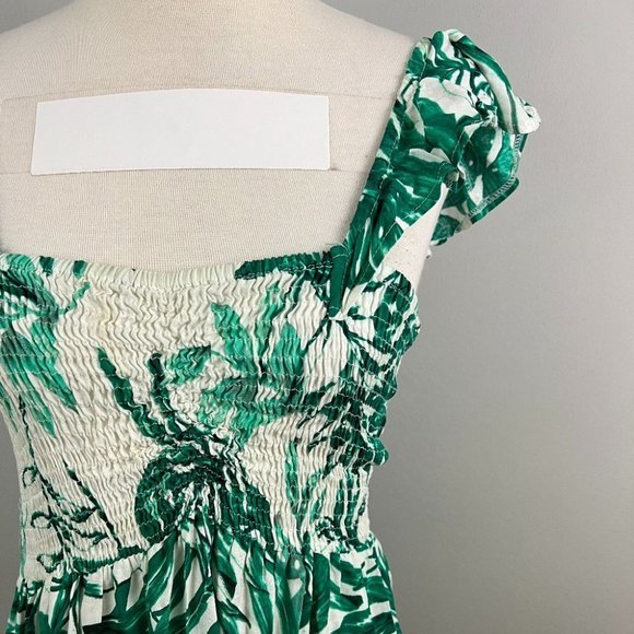 BOHO ME‎ Green Ivory Tropical Print Maxi Dress (M) - Picture 5 of 8